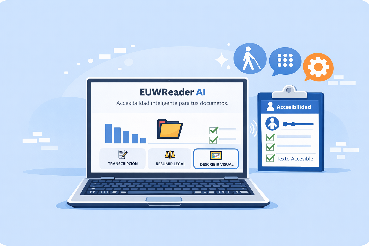 Ordenador con programa en pantalla para adaptar pdf