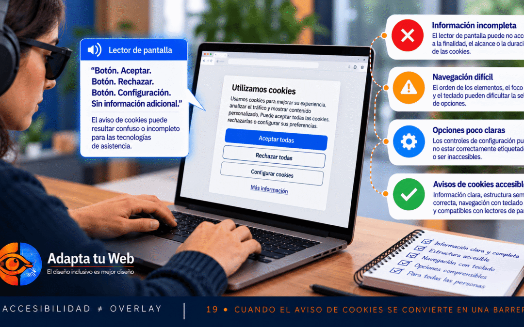 Accesibilidad ≠ Overlay: cuando el aviso de cookies se convierte en una barrera